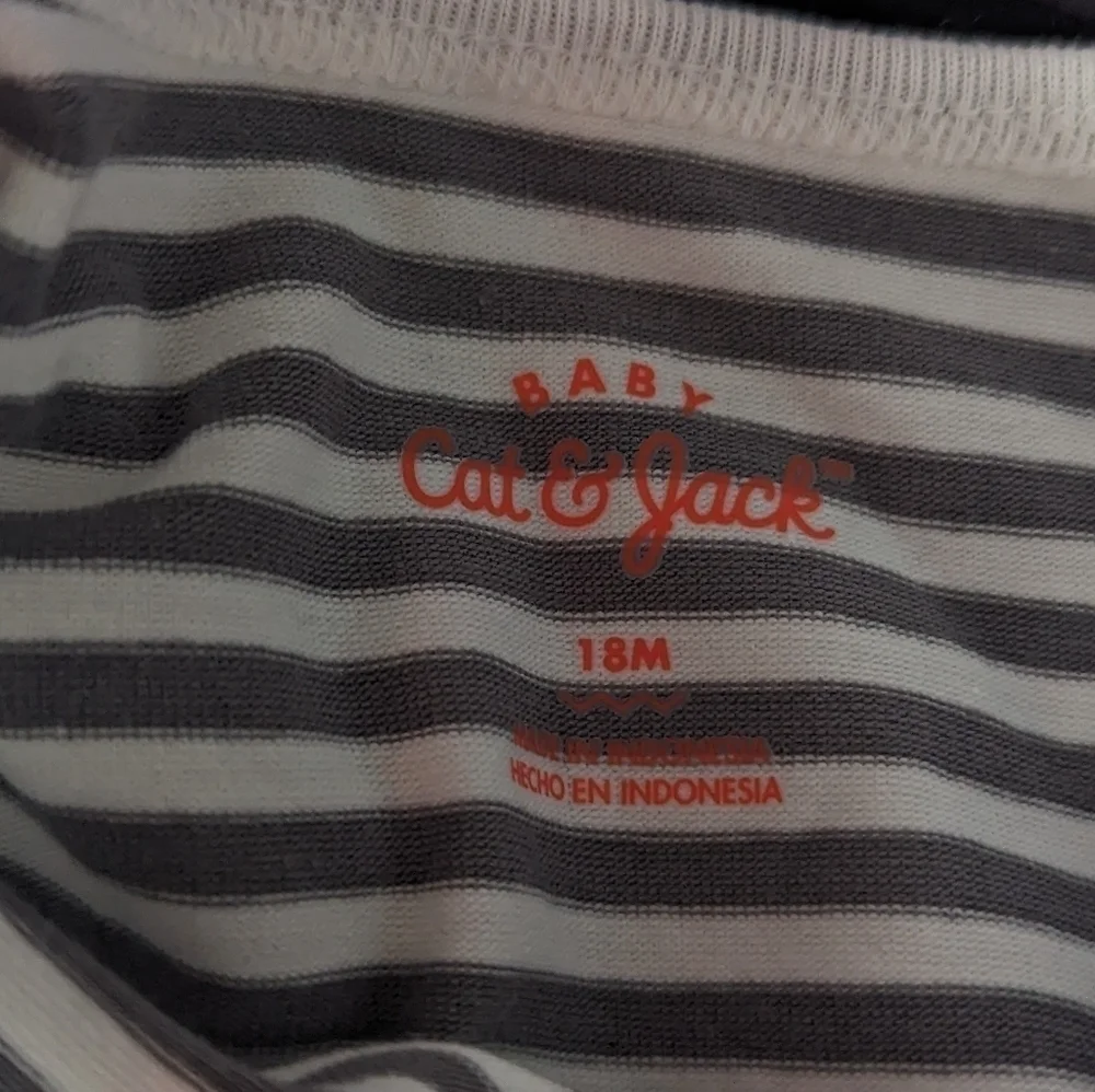 NWT Cat & Jack Cream/Olive Green Striped 2 Piece Set 18M
